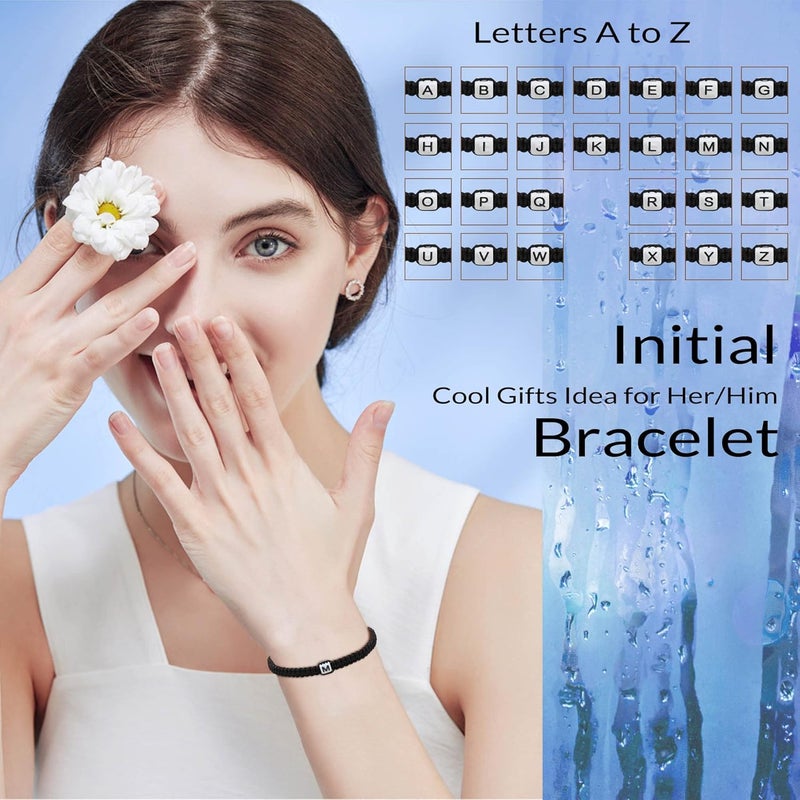 Btysun Initial Bracelets for Women Men Gifts for Her Teen Girl Best Friend Birthday Graduation Dainty Braided Bracelets Letter A-Z Charm Adjustable Link Mother's Day Jewelry Mom Christmas Gifts Valentine's Day Jewelry - Image 3